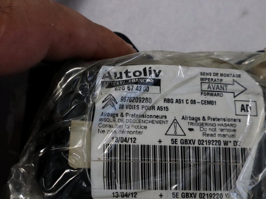 9676209280 KIT AIRBAG CITROEN C3 1.1 B 44KW 5M 5P (2012) RICAMBIO USATO CON CENTRALINA AIRBAG, AIRBAG VOLANTE GUIDATORE, AIRBAG PASSEGGERO, CRUSCOTTO 96710277ZD 9801618280