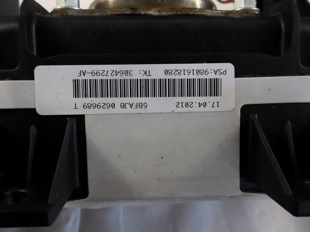 9676209280 KIT AIRBAG CITROEN C3 1.1 B 44KW 5M 5P (2012) RICAMBIO USATO CON CENTRALINA AIRBAG, AIRBAG VOLANTE GUIDATORE, AIRBAG PASSEGGERO, CRUSCOTTO 96710277ZD 9801618280