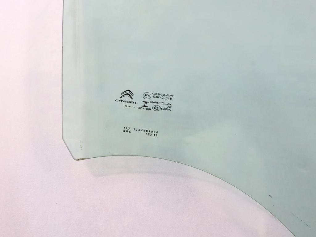 9813022480 VETRO SCENDENTE PORTA ANTERIORE DESTRA CITROEN C3 1.2 B 61KW 5M 5P (2018) RICAMBIO USATO