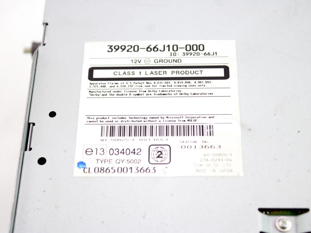 39920-66J10 AUTORADIO SISTEMA DI NAVIGAZIONE SATELLITARE SUZUKI GRAND VITARA 2.4 B 124KW 5P 4X4 (2009) RICAMBIO USATO (NON FORNIAMO CODICE AUTORADIO, MA SOLO NUMERO DI TELAIO VEICOLO)