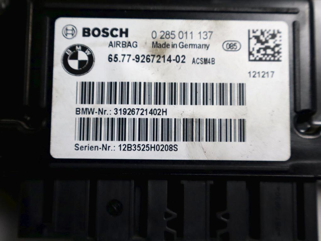 34526862756 KIT AIRBAG BMW SERIE 3 316D F31 SW 2.0 D 85KW 6M 5P (2013) RICAMBIO USATO CON CENTRALINA AIRBAG, AIRBAG VOLANTE, AIRBAG PASSGGERO, PRETENSIONATORI CINTURE DI SICUREZZA 65779267214 6791330