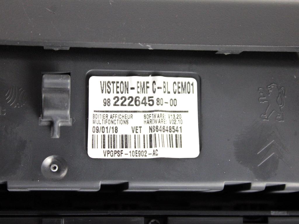 9822264580 CENTRALINA AUTORADIO CON COMANDI E DISPLAY CITROEN C3 1.2 B 60KW 5M 5P (2018) RICAMBIO USATO ( NON FORNIAMO CODICE AUTORADIO , SOLO NUMERO TELAIO VEICOLO ) 