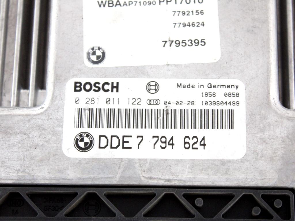 7794624 KIT ACCENSIONE AVVIAMENTO BMW SERIE 3 320D E46 SW 2.0 D 110KW 6M 5P (2004) RICAMBIO USATO CON CENTRALINA MOTORE, BLOCCHETTI ACCENSIONE APERTURA CON DOPPIA CHIAVE