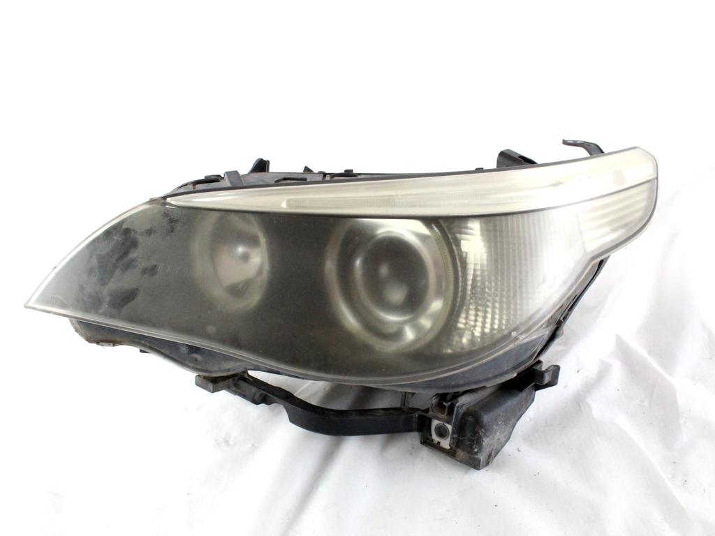 63127160193 FARO FANALE ANTERIORE SINISTRO BMW SERIE 5 530D E60 3.0 D 170KW AUT 4P (2006) RICAMBIO USATO OPACIZZATO SUPPORTI DANNEGGIATI