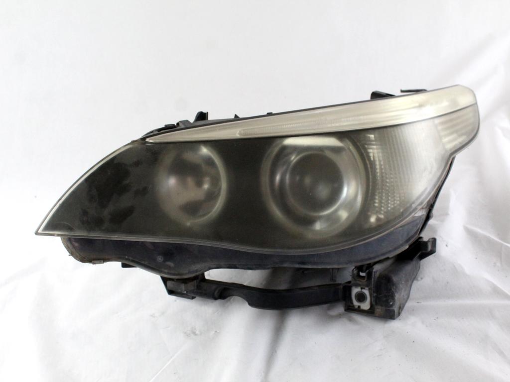 63127160193 FARO FANALE ANTERIORE SINISTRO BMW SERIE 5 530D E60 3.0 D 170KW AUT 4P (2006) RICAMBIO USATO OPACIZZATO SUPPORTI DANNEGGIATI