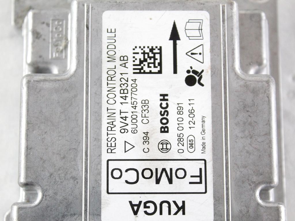 9V4T-14B321-AB KIT AIRBAG FORD KUGA 2.0 D 103KW 6M 5P (2012) RICAMBIO USATO CON CENTRALINA AIRBAG, AIRBAG VOLANTE GUIDATORE, AIRBAG PASSEGGERO, CRUSCOTTO 0285010891 6M51-R042B84-AD 8V41-R042B85-AFW