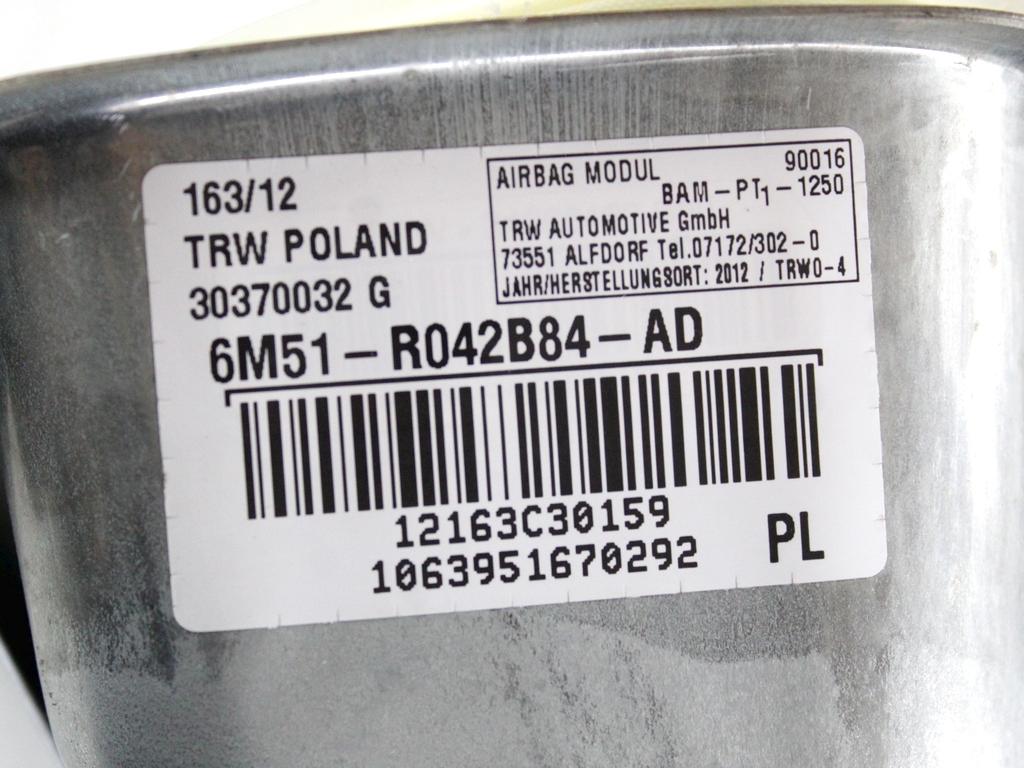 9V4T-14B321-AB KIT AIRBAG FORD KUGA 2.0 D 103KW 6M 5P (2012) RICAMBIO USATO CON CENTRALINA AIRBAG, AIRBAG VOLANTE GUIDATORE, AIRBAG PASSEGGERO, CRUSCOTTO 0285010891 6M51-R042B84-AD 8V41-R042B85-AFW