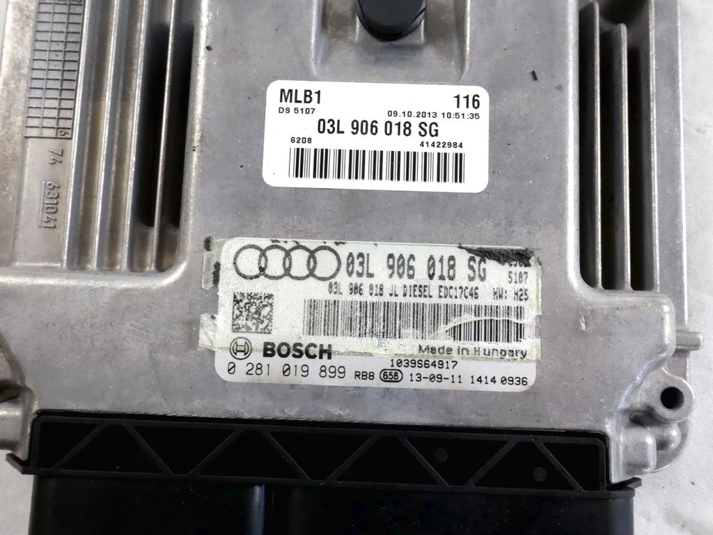 03L906018SG KIT ACCENSIONE AVVIAMENTO AUDI Q5 2.0 D 110KW 6M 5P (2013) RICAMBIO USATO CON CENTRALINA MOTORE, BLOCCHETTI ACCENSIONE APERTURA CON CHIAVE, QUADRO STRUMENTI CONTACHILOMETRI 8K0909131D