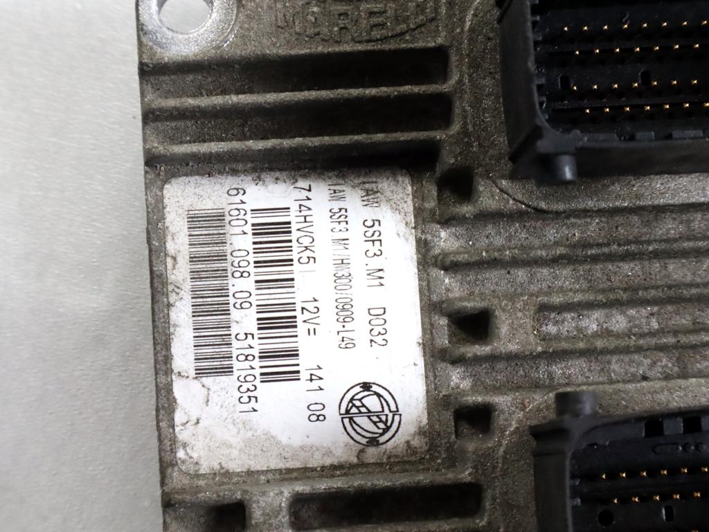 51819351 KIT ACCENSIONE AVVIAMENTO FIAT GRANDE PUNTO 1.2 B 48KW 5M 5P (2008) RICAMBIO USATO CON CENTRALINA MOTORE, BLOCCHETTI ACCENSIONE APERTURA CON CHIAVE 517986150 51813197