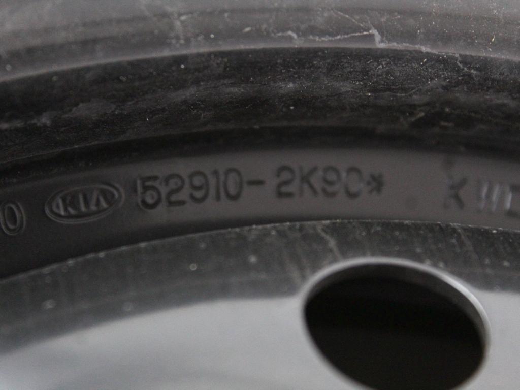 52910-2K900 RUOTA DI SCORTA HANKOOK T125/80 D15 95M KIA VENGA 1.4 D 66KW 6M 5P (2011) RICAMBIO USATO CON CERCHIO IN FERRO DA 15 POLLICI 5 FORI 15X4T ET30 INTERASSE 5X114.3