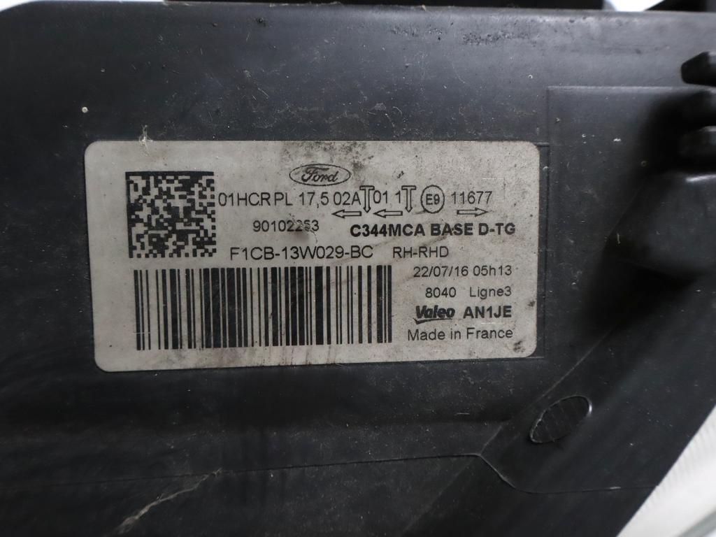 F1CB-13W029-BC FARO FANALE ANTERIORE DESTRO PER VEICOLI CON GUIDA A DESTRA FORD GRAND C-MAX 1.5 D RHD 88KW AUT 5P (2016) RICAMBIO USATO