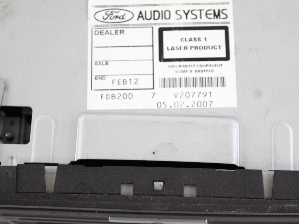 6S61-18C815-AH AUTORADIO FORD FIESTA 1.2 B 55KW 5M 5P (2007) RICAMBIO USATO (NON FORNIAMO CODICE AUTORADIO, MA SOLO NUMERO DI TELAIO VEICOLO)