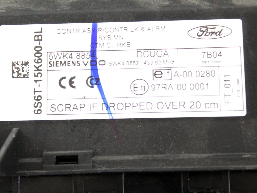 6S61-12A650-FF KIT ACCENSIONE AVVIAMENTO FORD FIESTA 1.2 B 55KW 5M 5P (2007) RICAMBIO USATO CON CENTRALINA MOTORE, BLOCCHETTI ACCENSIONE APERTURA CON DOPPIA CHIAVE, QUADRO STRUMENTI CONTACHILOMETRI 2S6T-15607-BC 6S6T-15K600-BL