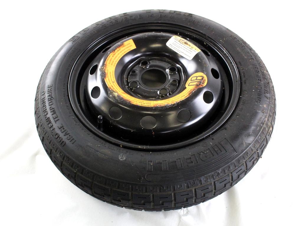 1742570 RUOTINO DI SCORTA PIRELLI 135/80 B14 84M FORD KA 1.2 B 51KW 5M 3P (2011) RICAMBIO USATO CON CERCHIO IN FERRO 4 FORI 4,00BX14H ET43 INTERASSE 4X98