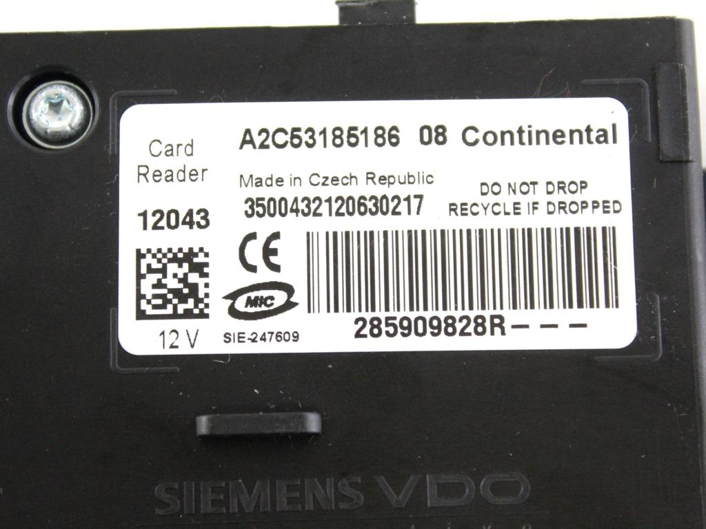 285909828R KIT CENTRALINA LETTORE CHIAVE CON CHIAVE A SCHEDA RENAULT MEGANE SW 1.5 D 81KW 6M 5P (2012) RICAMBIO USATO