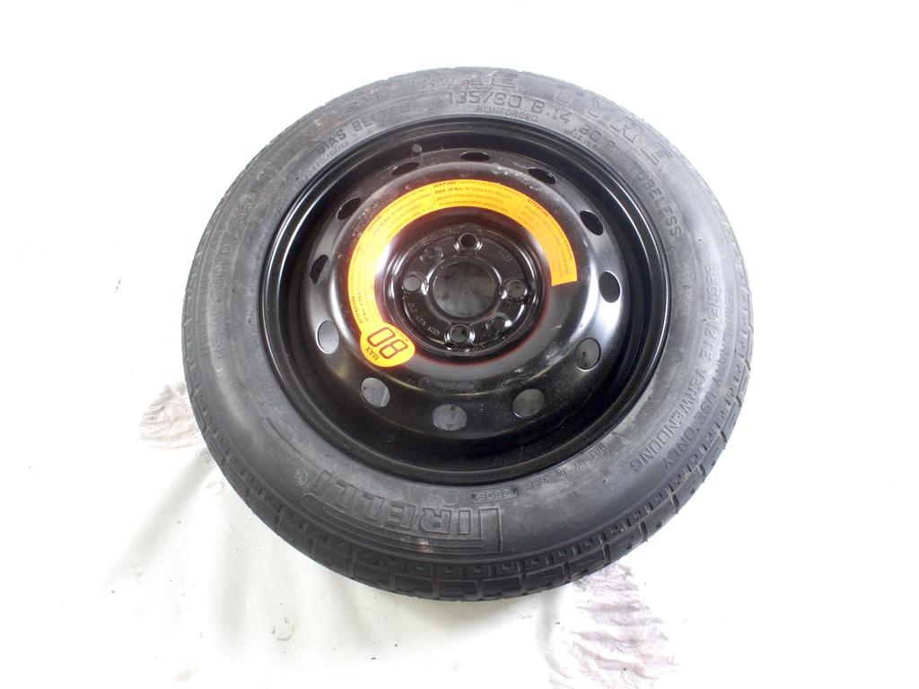 52102666 RUOTINO DI SCORTA PIRELLI 135/80 B14 8P FIAT PANDA 4X4 1.2 B 44KW 5M 5P (2007) RICAMBIO USATO CON CERCHIO IN FERRO 4 FORI 4,00BX14H ET43 INTERASSE 4X98