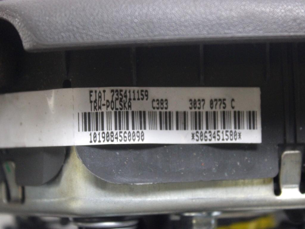 51778262 KIT AIRBAG FIAT PANDA 4X4 1.2 B 44KW 5M 5P (2007) RICAMBIO USATO CON PRETENSIONATORI CINTURE DI SICUREZZA, CENTRALINA AIRBAG, AIRBAG VOLANTE GUIDATORE 735417256 735411159