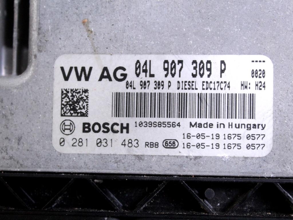 04L907309P KIT ACCENSIONE AVVIAMENTO VOLKSWAGEN TIGUAN 2.0 D 4X4 110KW 6M 5P (2016) RICAMBIO USATO CON CENTRALINA MOTORE, QUADRO STRUMENTI, BLOCCHETTI ACCENSIONE APERTURA CON CHIAVE 0281031483 1K0905851B 5Q0905865A 5Q0937084CE 5NA920751A