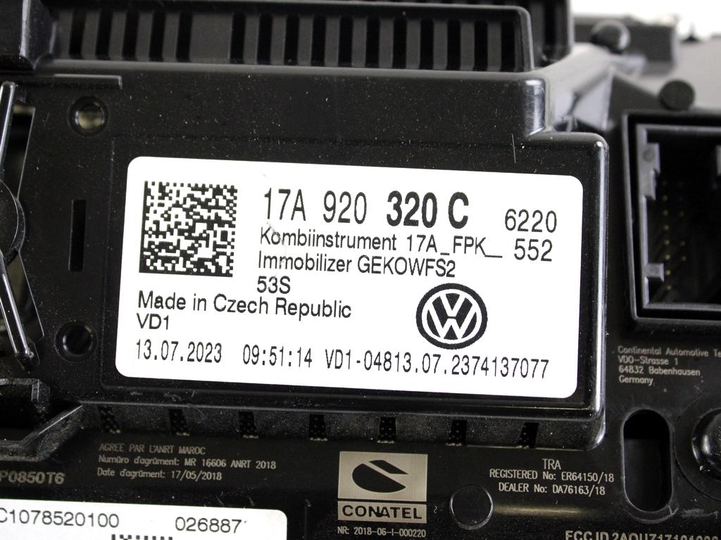 17A920320C QUADRO STRUMENTI CONTACHILOMETRI COCKPIT VOLKSWAGEN T-ROC 1.0 B 81KW 6M 5P (2023) RICAMBIO USATO