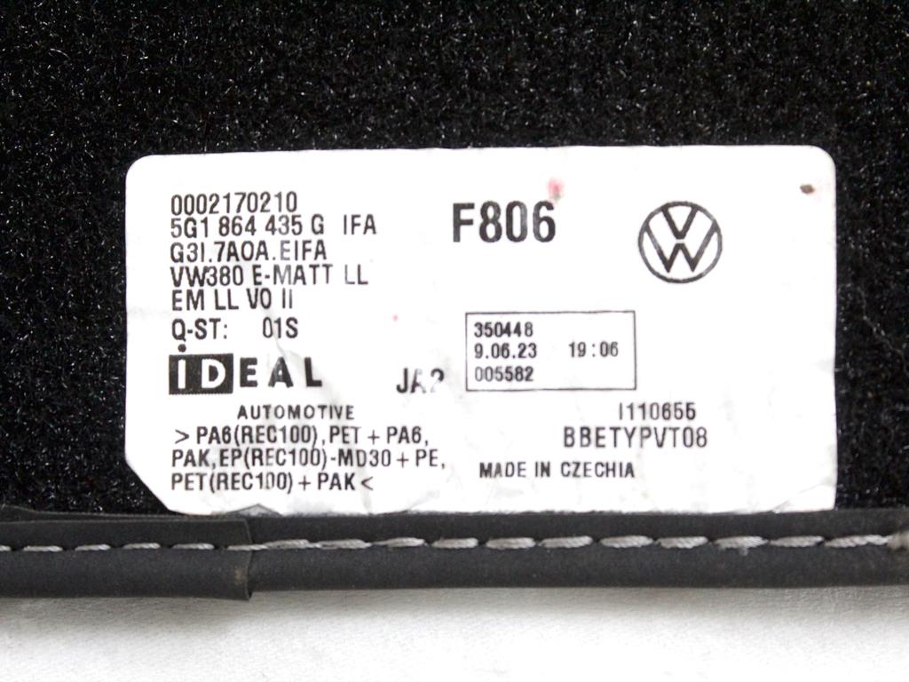 5H1858415C9GA SET TAPPETINI ANTERIORI E POSTERIORI VOLKSWAGEN GOLF 8 GTD 2.0 D 147KW 5P (2023) RICAMBIO USATO 5G1864435G 5G0864452F 5G0864451F 