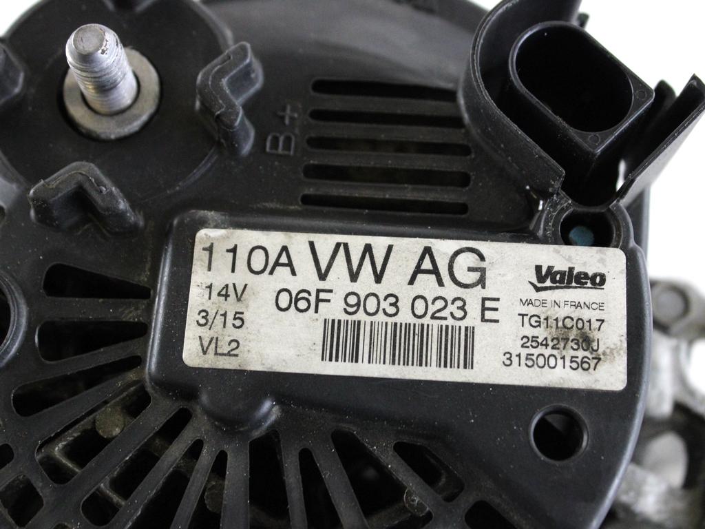 06F903023E ALTERNATORE SKODA RAPID 1.6 D 66KW 5M 5P (2015) RICAMBIO USATO