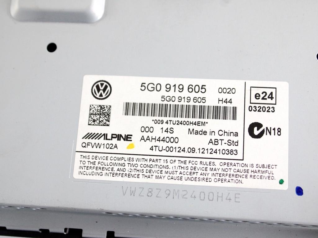 5G0919605 DISPLAY SISTEMA DI NAVIGAZIONE SATELLITARE VOLKSWAGEN GOLF 7 2.0 D 110KW 6M 5P (2013) RICAMBIO USATO 