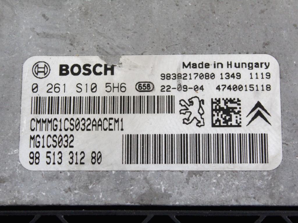 9851331280 KIT ACCENSIONE AVVIAMENTO OPEL CORSA F 1.2 B 74KW 6M 5P (2022) RICAMBIO USATO CON CENTRALINA MOTORE, BLOCCHETTI ACCENSIONE APERTURA CON CHIAVE 0261S105H6 9845141280