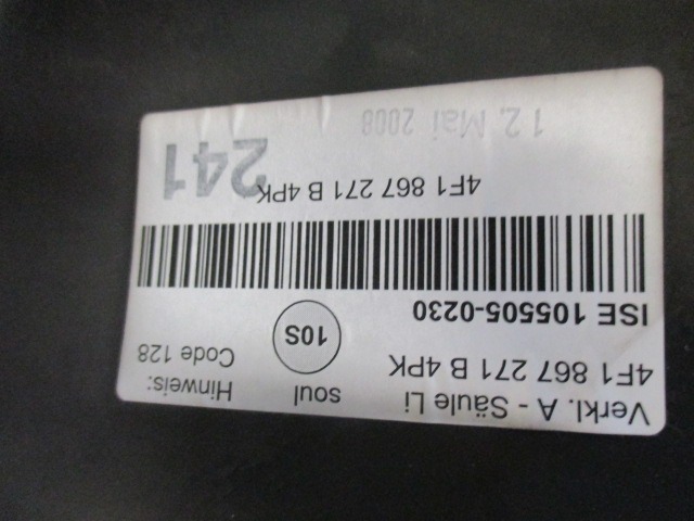 NOTRANJA OBLOGA PRAGA  OEM N. 4F1867271B4PK ORIGINAL REZERVNI DEL AUDI A6 C6 R 4F2 4FH 4F5 BER/SW/ALLROAD (10/2008 - 2011) DIESEL LETNIK 2008