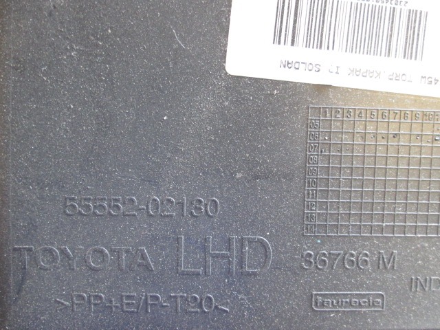 PREDAL ZA DOKUMENTE OEM N. 5555202130 ORIGINAL REZERVNI DEL TOYOTA AURIS E15 MK1 (2007 - 02/2010) DIESEL LETNIK 2007