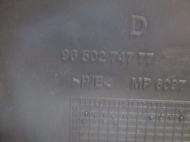 NOTRANJA OBLOGA PRAGA  OEM N. 9650274777 ORIGINAL REZERVNI DEL PEUGEOT 207 / 207 CC WA WC WD WK (2006 - 05/2009) DIESEL LETNIK 2007