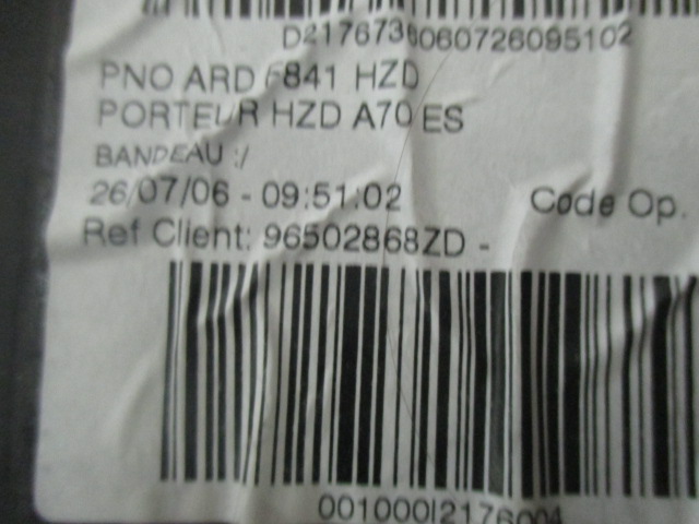 NOTRANJA OBLOGA ZADNJEGA BOKA  OEM N. 96502868ZD ORIGINAL REZERVNI DEL PEUGEOT 207 / 207 CC WA WC WD WK (2006 - 05/2009) DIESEL LETNIK 2007