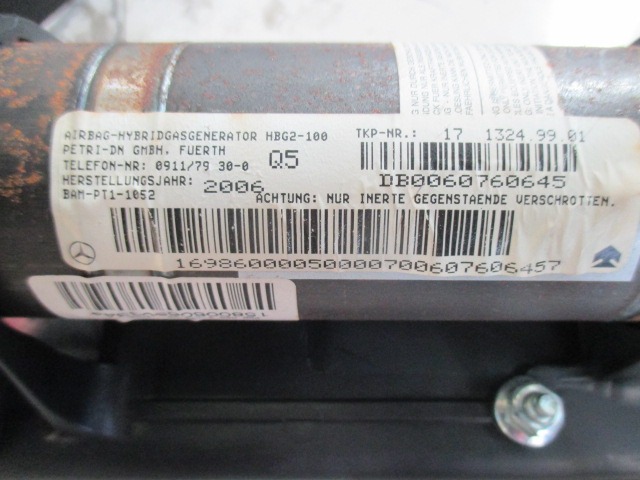 KIT AIRBAG KOMPLET OEM N. 18264 KIT AIRBAG COMPLETO ORIGINAL REZERVNI DEL MERCEDES CLASSE A W169 5P C169 3P (2004 - 04/2008) DIESEL LETNIK 2006