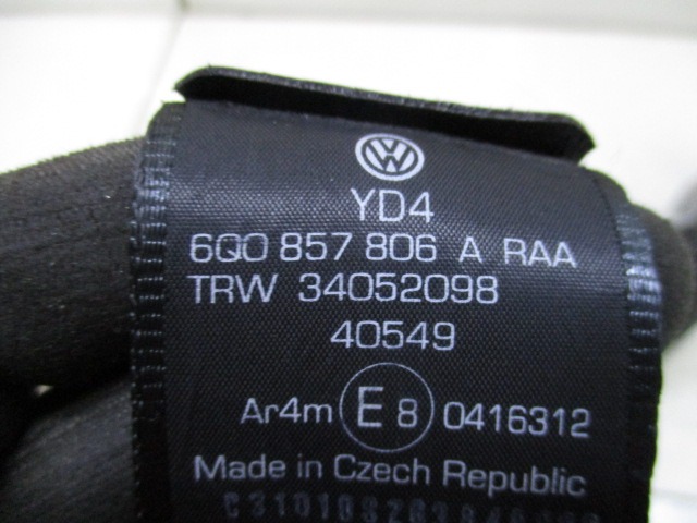 VARNOSTNI PAS OEM N. 6Q0857806 ORIGINAL REZERVNI DEL VOLKSWAGEN POLO 9N R (2005 - 10/2009) BENZINA LETNIK 2008