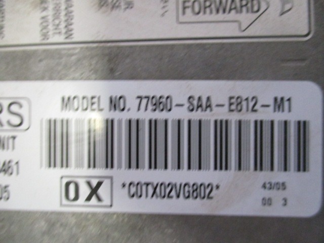 KIT AIRBAG KOMPLET OEM N. 16816 KIT AIRBAG COMPLETO ORIGINAL REZERVNI DEL HONDA JAZZ GD GE3 GE2 MK2 (2002 - 2008) GD1 GD5 GD GE3 GE2 GE GP GG GD6 GD8 BENZINA LETNIK 2006